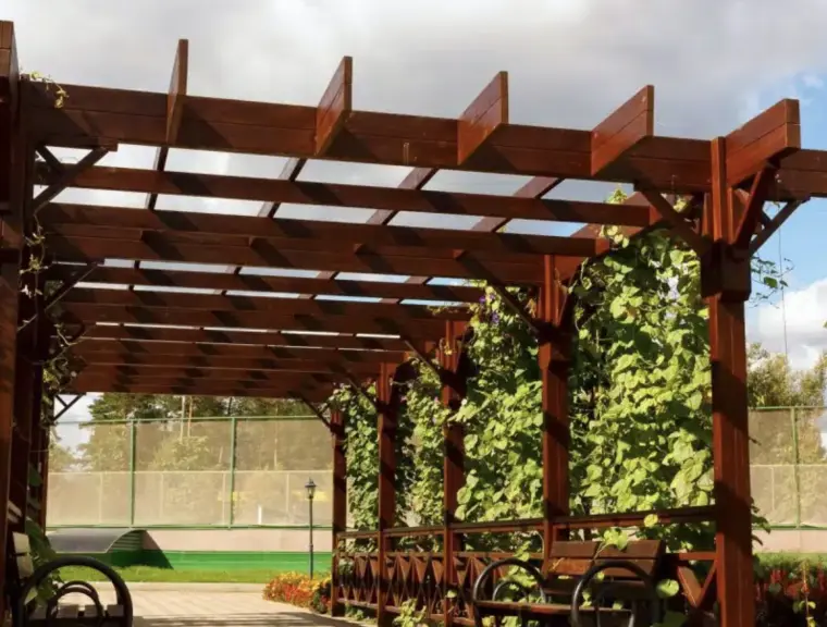 Stained wood pergola and arbour by Colour Craft Painting