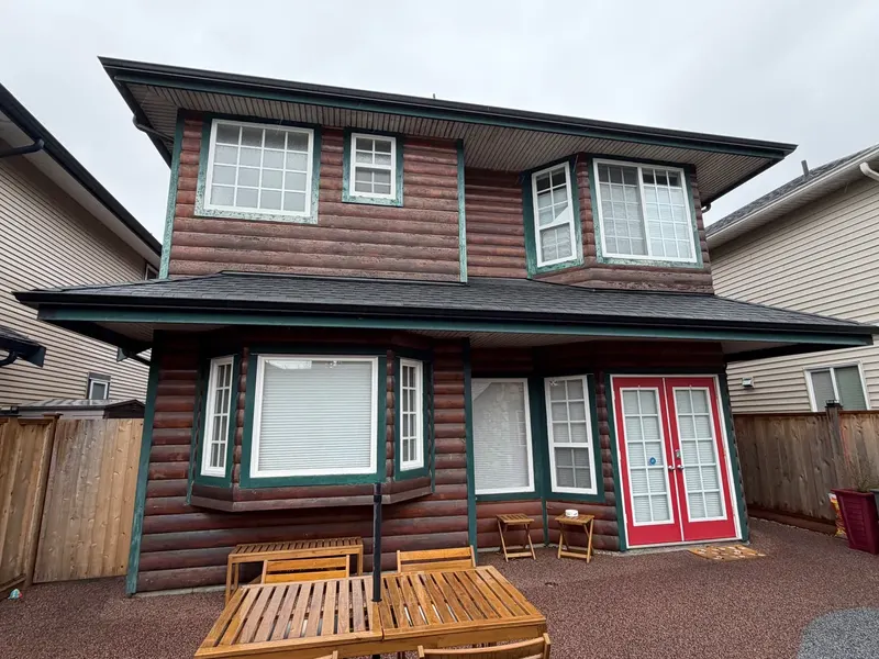Log Home Re-Stain before, Steveston - Richmond