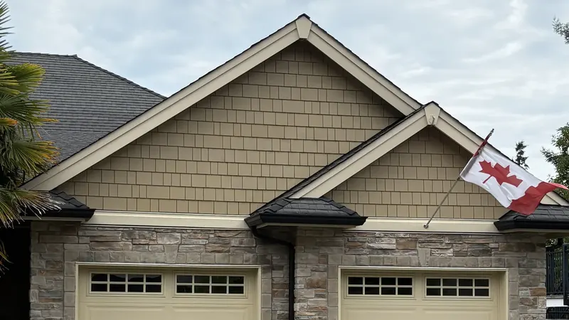 Tsawwassen Delta garage gables after colour-matched repaint by Colour Craft Painting